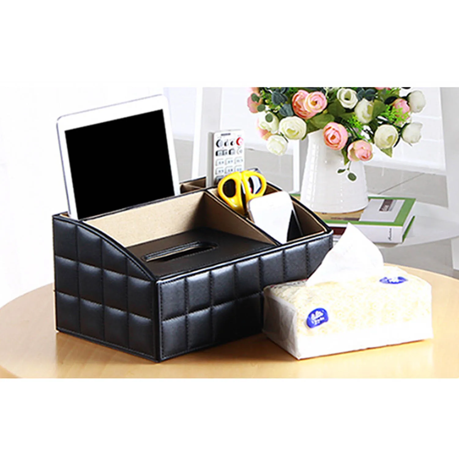 Behogar Multifunctional Desk Organizer Caddy Office Tissue Box