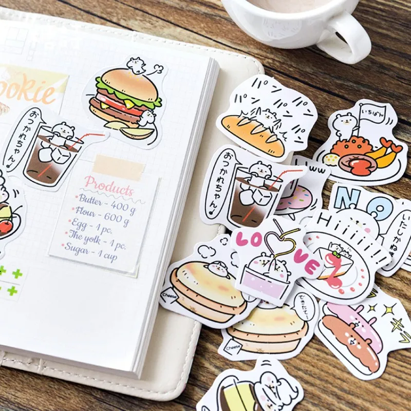 

45 pcs Cute food bear animal stickers photo album Scrapbook paper decoration sticker diy Handmade gift card stickers Arts Craft