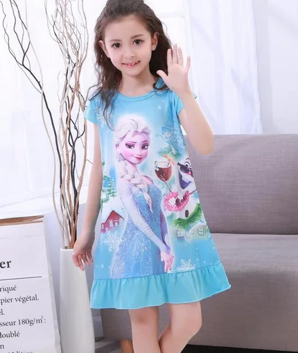 Лидер продаж; летняя ночная рубашка с короткими рукавами для больших девочек; пижамы для детей; Милая Ночная рубашка с милым рисунком; детское платье для сна; YW370 - Цвет: style 16