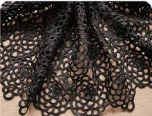 1 yard black Crocheted Bridal Lace Fabrics Wedding Dress Gown Fabric with Hollowed Out Rose Pattern african lace fabric