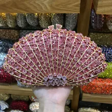 Розовый и красный Для женщин Кристалл кошелек Вечерний Клатч выдалбливают Металл minaudiere сумочка свадебный коктейль Сумочка Шампанское/ черный