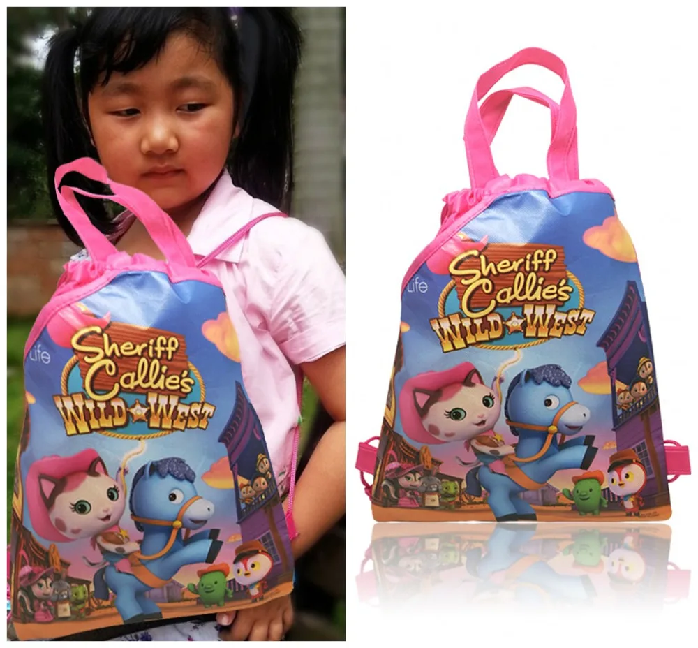 

1PCS Sherrif Callies Wild West Hot Cartoon Drawstring Backpacks School Shopping Bags 34*27CM Non Woven Fabrics Kids Xmas Gift