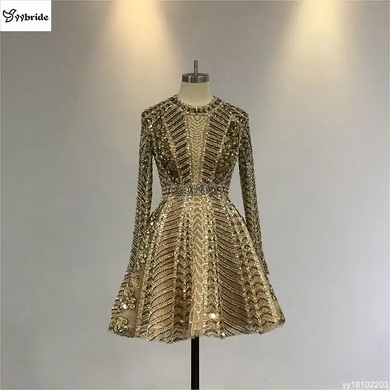 Luxury Gold Beading Cocktail Dresses ...