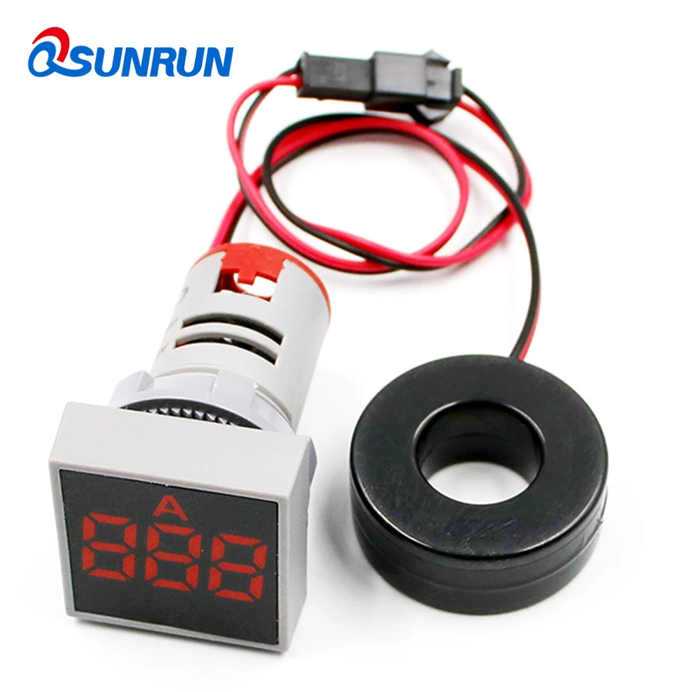

1pcs Digital Display Ammeter 22MM 0-100A Current Meter Indicator Led Lamp Square Signal Light Red/White/Blue/Yellow/Green