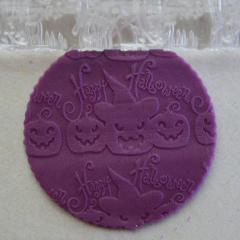 Non-stick Happy Halloween Pattern Rolling Pin Acrylic Baking Cake Roller Decorating Pastry Tool Fondant Dough |