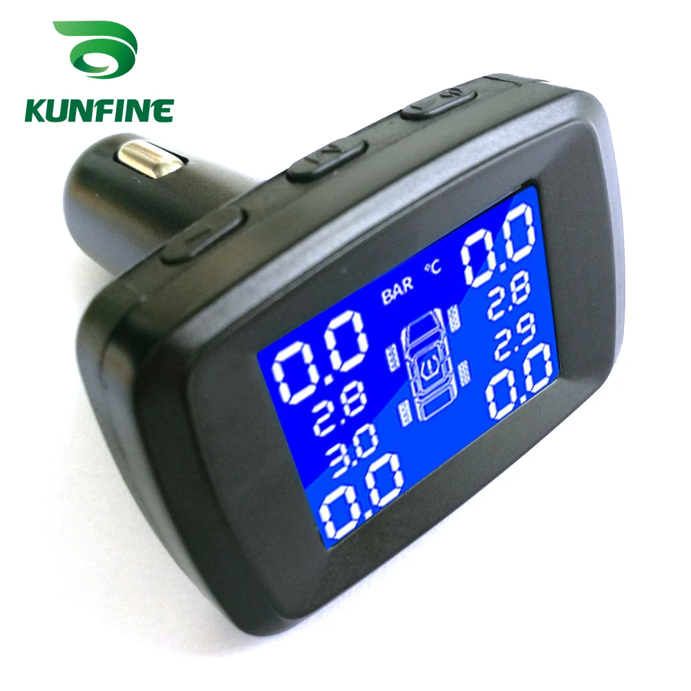Smart Car TPMS Tyre Pressure Monitoring System Cigarette Lighter Digital LCD Display Auto Security Alarm Systems With 4 Sensors C (2)