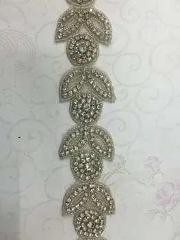 

Free shipping rhinestone flower trimming Rhinestone Beaded Trims, Rhinestone Trims, Hot Fix ,Rhinestone Applique bridal trim