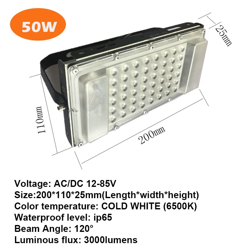 Ultra Thin LED Flood Light 12 Volt Waterproof IP65 50w AC/DC12-85v Searchlight Led Exterior Projecteur Outdoor Floodlight - Испускаемый цвет: 50W 12-85V