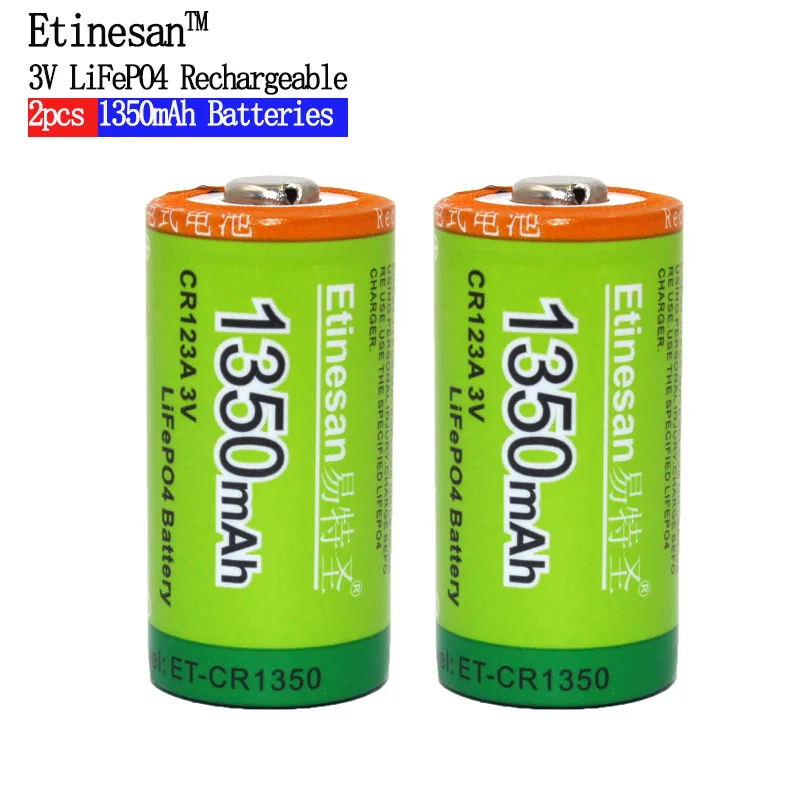 Etinesan 3V 1350mAh CR123A CR 123A LiFePo4 литий-ионная аккумуляторная батарея с 10А током разряда для фонарика игрушки