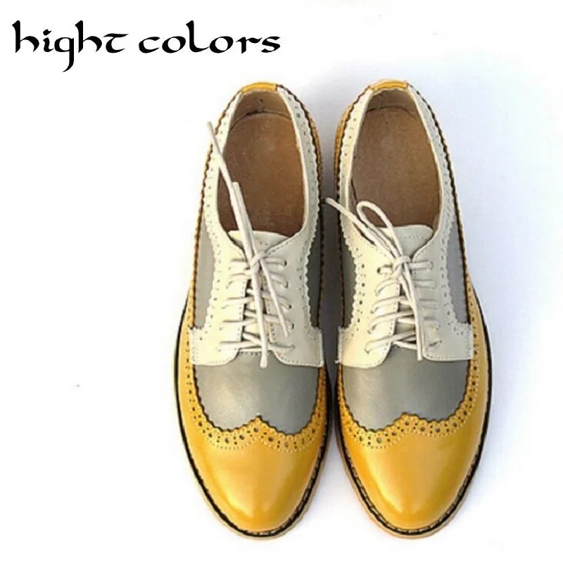 

British Style Vintage Carve Oxfords Shoes Pigskin Inside Women Low Heel Fashion Genuine Leather Brogue Shoes Brogues Oxfords