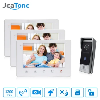 

JeaTone Home security 7" Video Door Phone Doorbell Intercom Monitor 3v1 IR Camera Electric Strike Lock Remote Control System