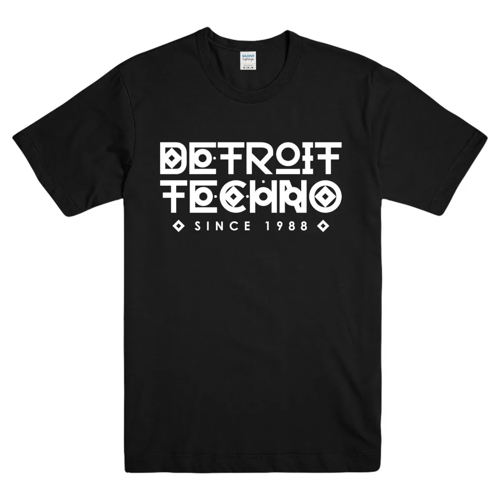 DETROIT TECHNO SINCE 1988 SLOGAN PRINTED TSHIRT MENS MUSIC GRAPHIC COOL TEE-in T-Shirts from Men