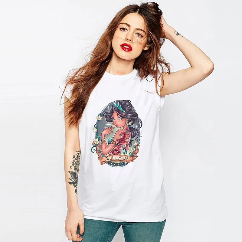 

2019 Punk Princess Tattoo Cartoon Funny T Shirts Women Summer Vogue T-shirt Women Harajuk Casual Vintage Graphic T Shirts Women