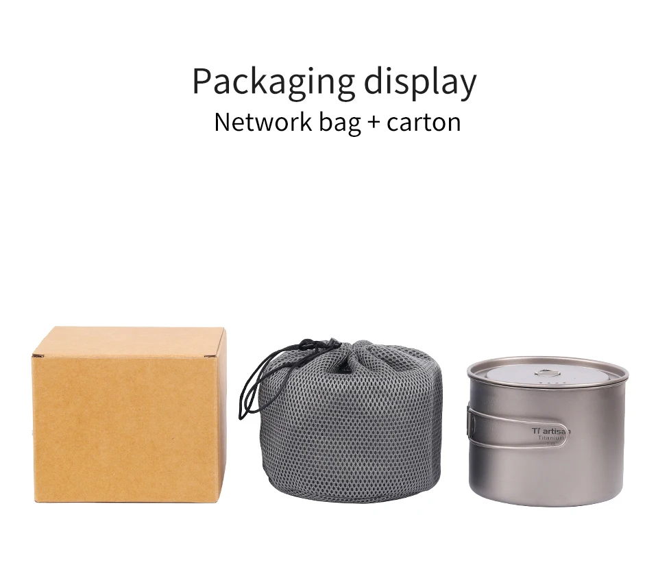 Portátil e Multi-função Acampamento ao ar Tiartisan Puro Cozinhar Pote Conjunto Dobrável Livre Panelas Ta8318ti Titanium1.6l 19 Cheap Louça para ar livre