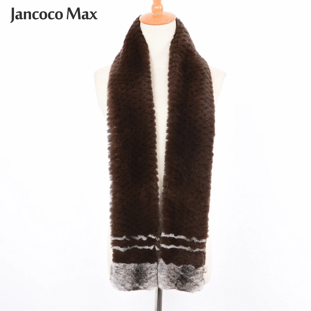 

Women's Fashion Real Fur Scarf High Quality Rabbit Fur Muffler Luxury Long Scarves New Arrival S7395