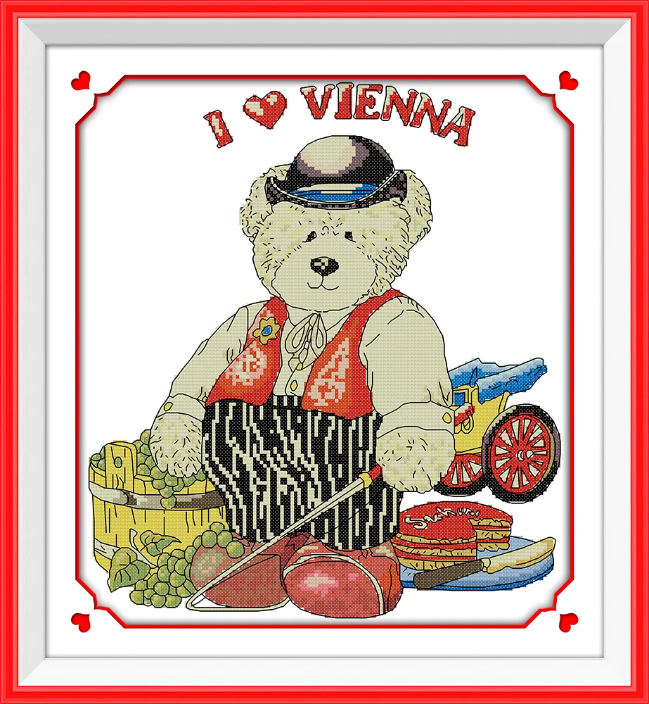 

Chinese Embroidery Cross Stitch Printed Canvas Diy DMC Mr. Bear Cross Stitch Printed in Cross-Stitch Package Needlework Kits