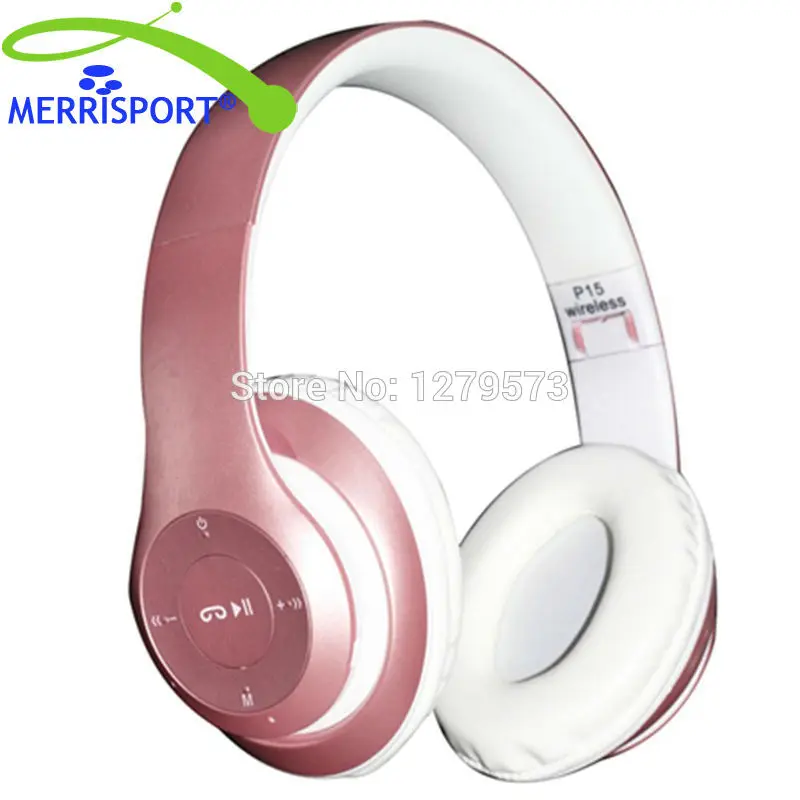 

MERRISPORT Bluetooth Wireless Headsets Over Ear Foldable Headphones with Mic Stereo 3.5mm Audio Support FM Radio TF Rose Gold