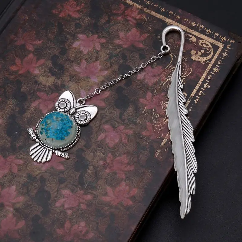 

Glow In The Dark Luminous Book Marker Creative Feather Owl Bookmark Label School Office Stationery
