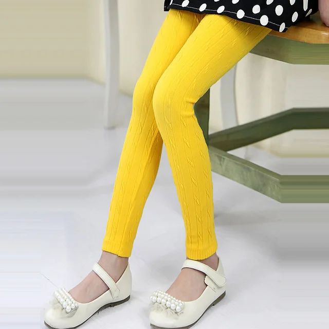 Meisjes/Леггинсы ярких цветов для девочек; детская одежда; теплые штаны; зимние брюки для маленьких девочек-подростков - Цвет: yellow