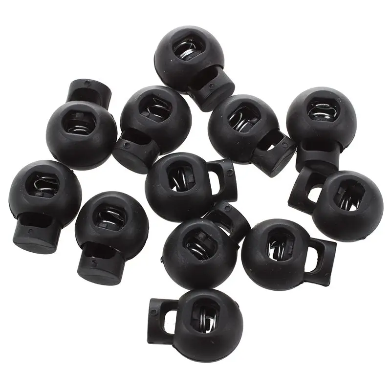 

12 Pcs 4.3mm Diameter Plastic Spring Loaded Plastic Round Toggle Stopper Cord Locks