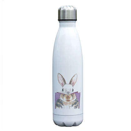 Милый Кролик печать Вакуумная чашка Изолированная нержавеющая сталь Кролик термос с двойными стенками бутылка с кроликом тема для детей - Цвет: E