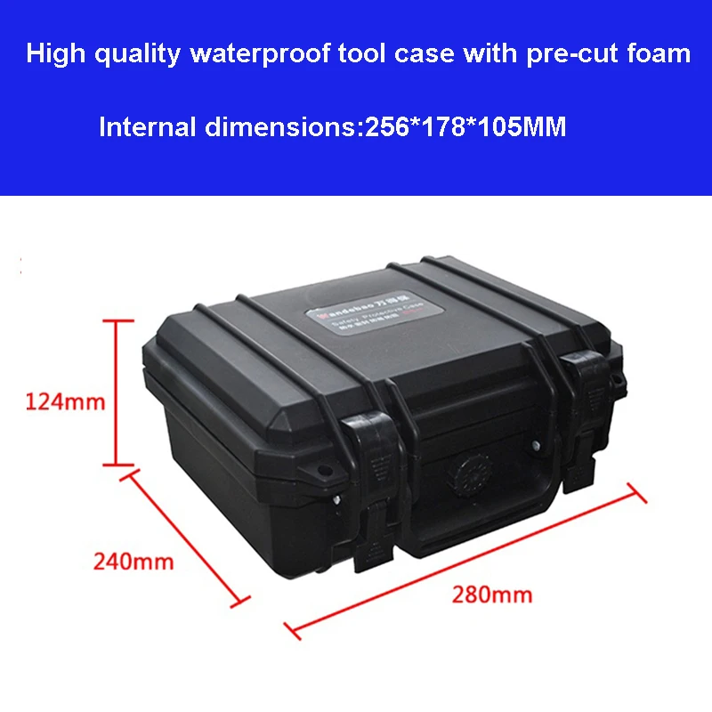 Водонепроницаемый защитный ящик для инструментов toolbox ударопрочный 280*240*124 мм оборудование для инструментов безопасности коробка для камеры с предварительно вырезанной пеной