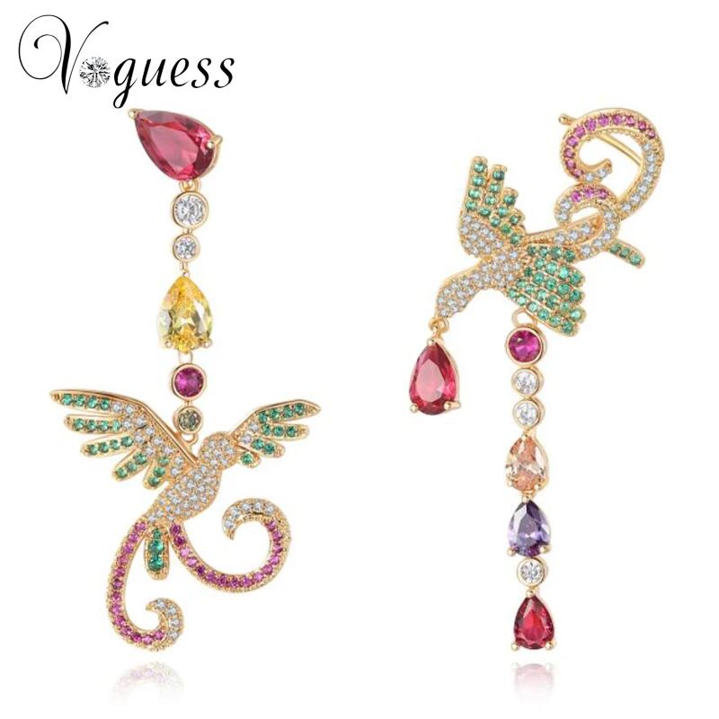 

VOGUESS 2018 New Gold Color Peacock Drop Earrings For Women Mosaic Brincos De Festa Indian Jewelry Pendientes Largos Joias