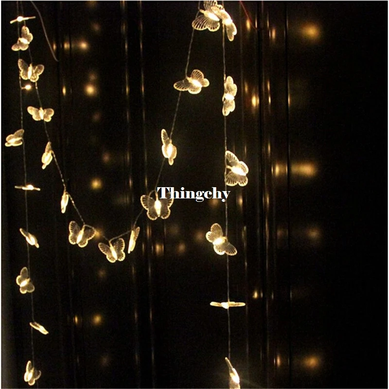 

Battery 1.5M/3M Butterfly Garland Christmas LED String lights for Garden Home Decor Wedding Party patio Curtain Decotation