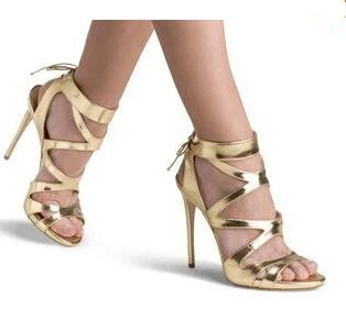 gold high heels strappy