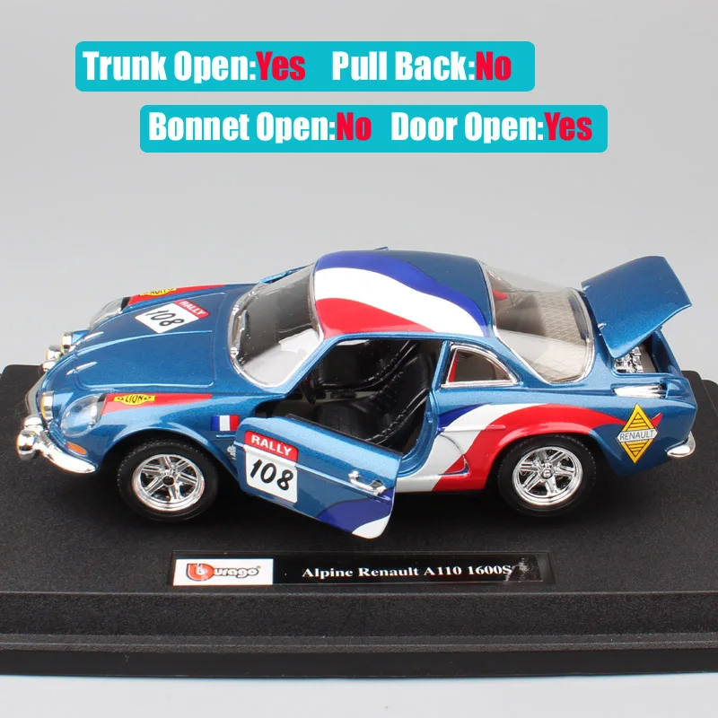 1:24 Масштаб RENAULT Alpine A110 1600 S ралли Гоночная машина № 108 литье wrc модели и автомобили авто автомобили игрушки реплики для детей