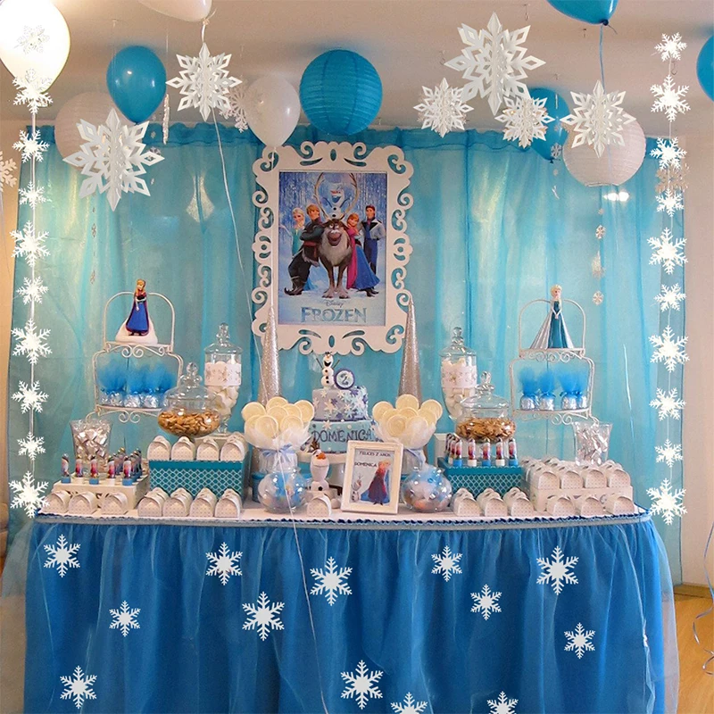 Frozen Silver Blue White Themed Party Decorations Big 3d Hanging