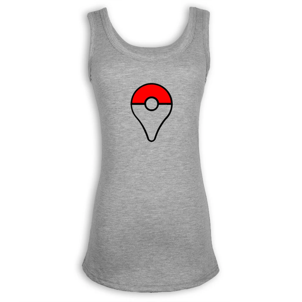 Pokemon Go Plus Printing Cotton Tees Gray White Bodybuilding Fitness Tank Tops for Lady Girl Femme Cartoon Summer Tops Women