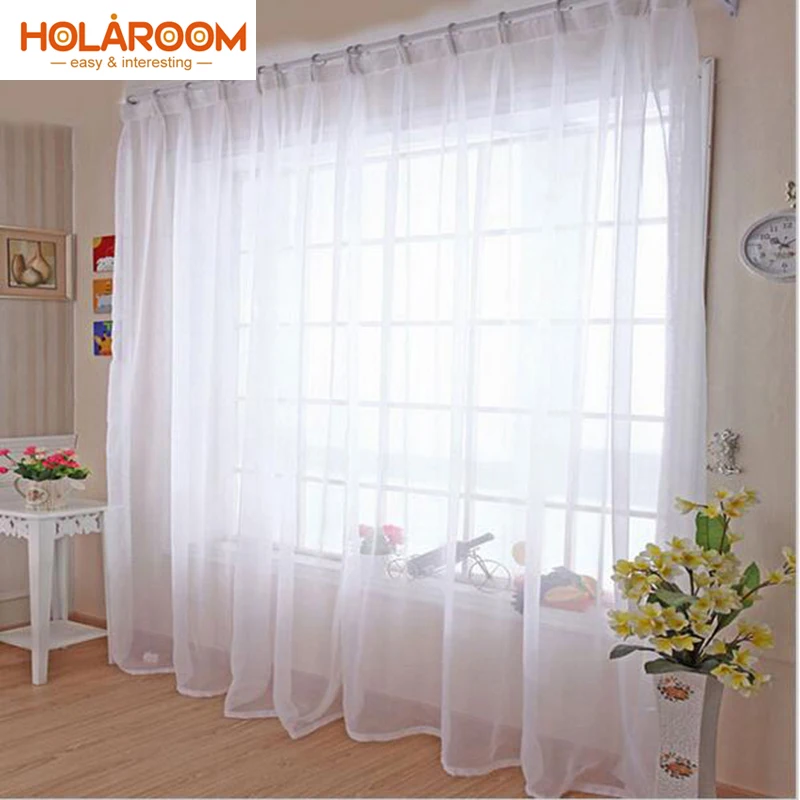 Pure Color Lily Lint Curtain White Kitchen Tulle Curtains For Home