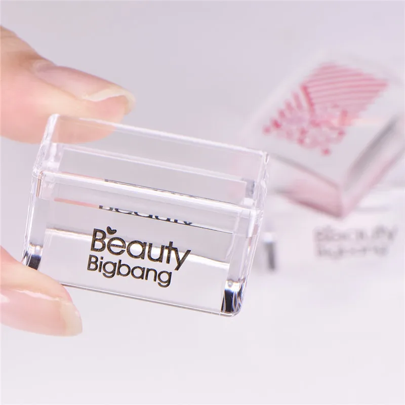 BeautyBigBang 1 шт. силиконовый штамп для ногтей и 1 шт. скребок прямоугольник Желе Прозрачная силиконовая Ручка Маникюр штамп шаблон инструменты штамп
