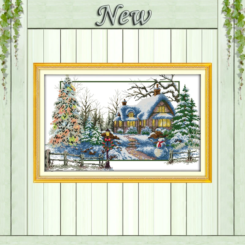 Зимний пейзаж на озере домашний декор живопись Счетный напечатанный на холсте DMC 11CT 14CT наборы для вышивки крестиком наборы для вышивки