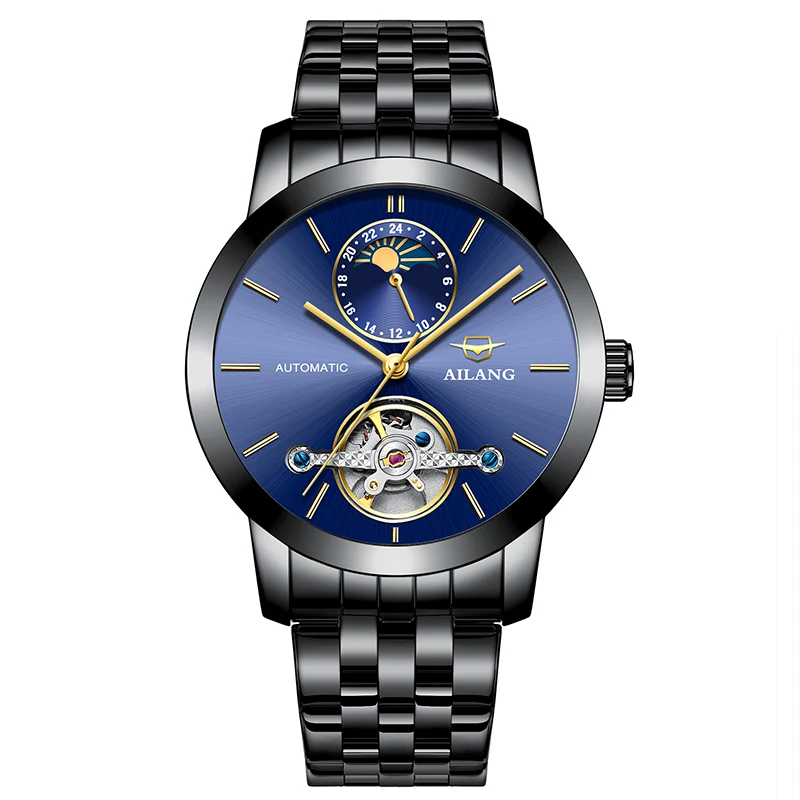 

AILANG Chronograph Flying Tourbillon Automatic Watch Men Moon Phase Mechanical Skeleton Watches montre homme erkek kol saati New