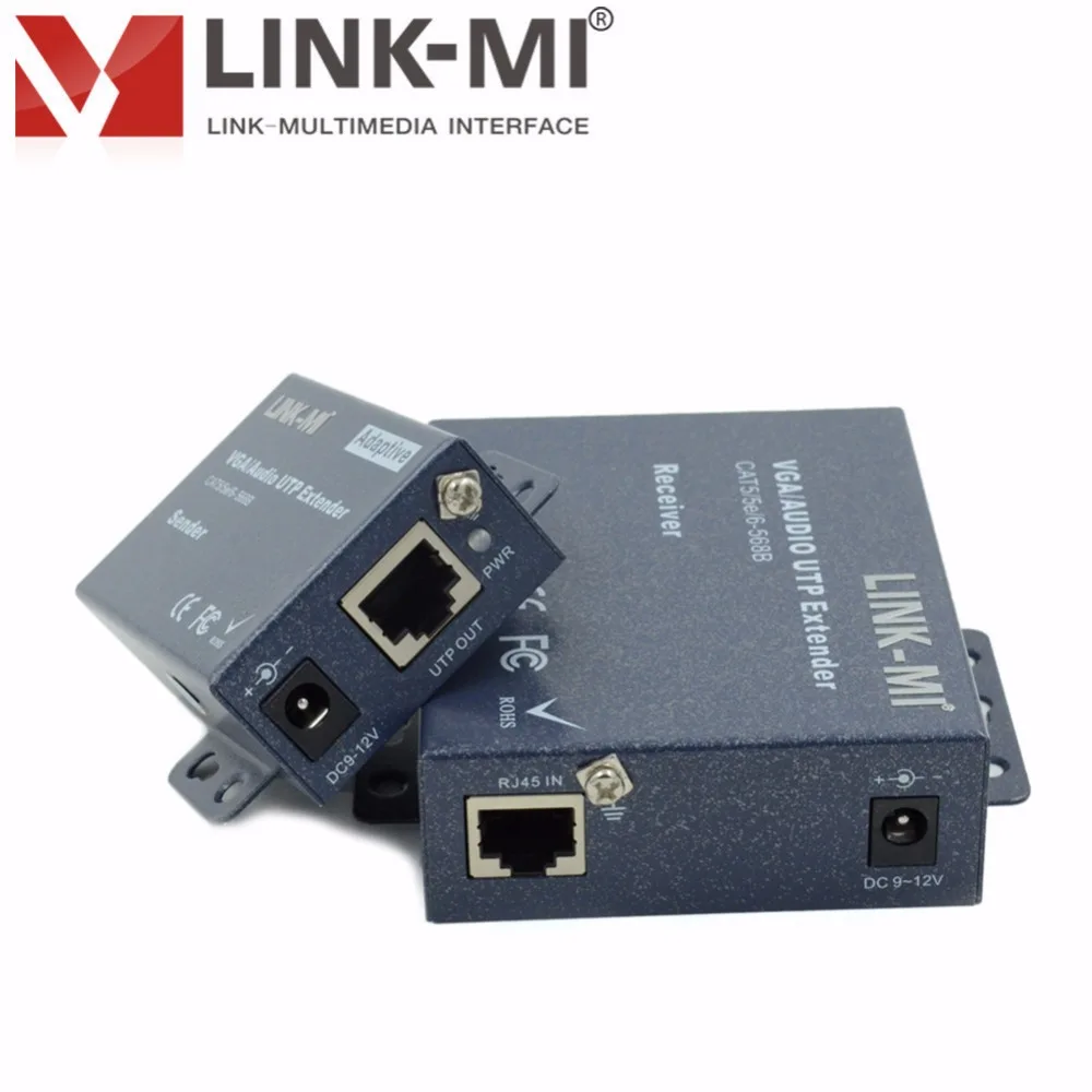 LINK-MI 300 м стерео аудио+ VGA удлинитель отправителя и приемника по Cat5/5e/6 utp rj45 передача VGA видео до 1000 футов/300 м 1080p