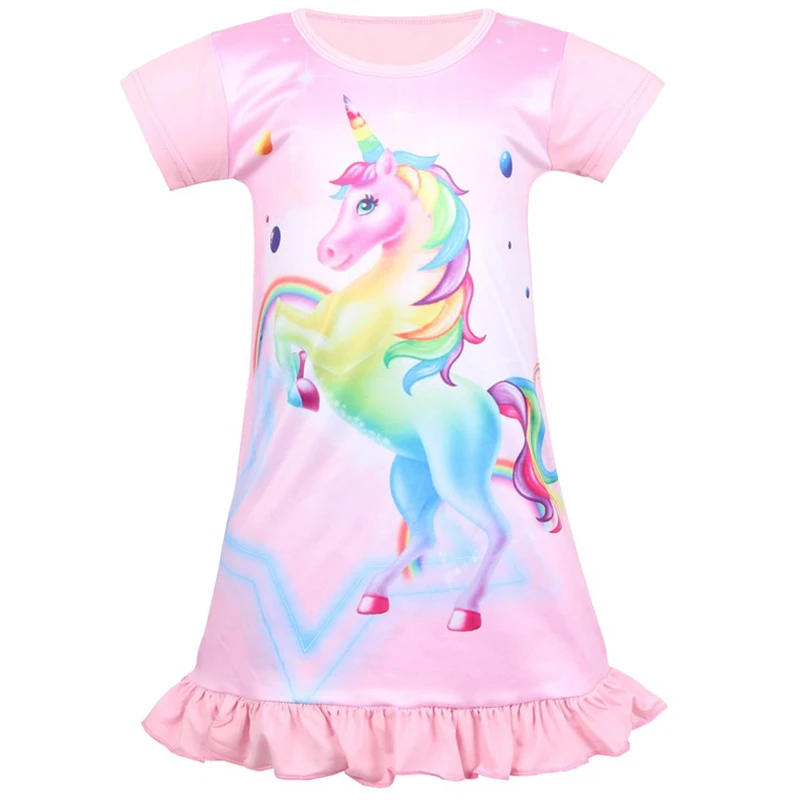 Детские пижамы с единорогом для маленьких девочек; Детские платья с единорогом для девочек; костюм с единорогом; детская одежда; летняя одежда - Цвет: F6456