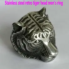 Men's stainless steel ring Domineering retro tiger head ring Zodiac animal ring