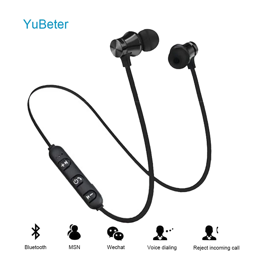 Беспроводные bluetooth-наушники YuBeter, спортивные наушники с шейным ремешком, bluetooth-гарнитуры, наушники с защитой от пота, встроенный микрофон, шумоподавление