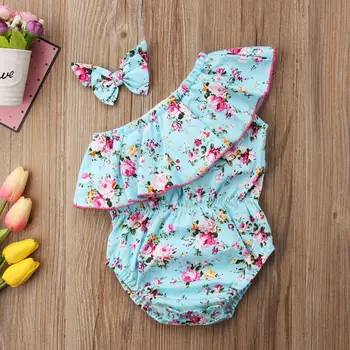 

PUDCOCO Cute Newborn Baby Girls Floral Bodysuit Jumpsuit Sunsuit Outfits Set