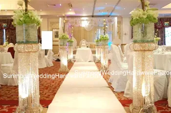 

crystal wedding pillar stand aisle decoration with big flower pots