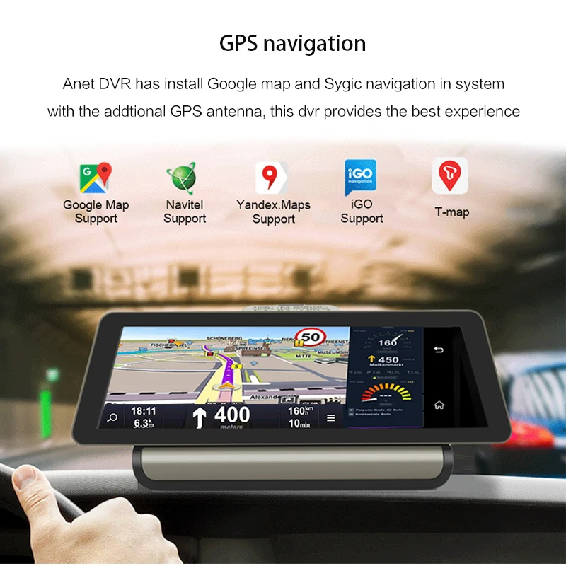 ANSTAR 4G Автомобильный видеорегистратор 10 дюймов 1080P камера Android 5 1 GPS навигация ADAS S с