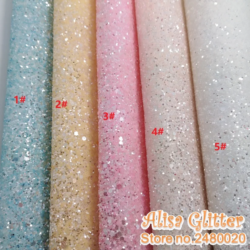 

1PCS A4 SIZE 21X29cm Candy Color Chunky Glitter Leather Fabric Pu leather Fabric For Bow DIY handbags shoes C07
