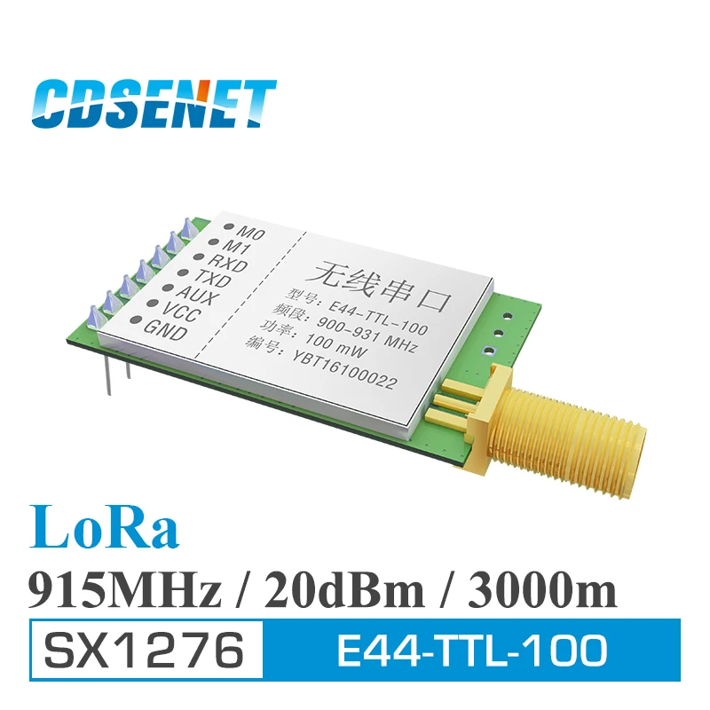 imágenes para 2 Unids/lote LoRa Módulo de Transceptor de RF de Largo Alcance 3 KM Original CDSENET E44-TTL-100 20dBm SX1276 915 MHz RF Módulos de LoRa imágenes para 2 Unids/lote LoRa Módulo de Transceptor de RF de Largo Alcance 3 KM Original CDSENET E44-TTL-100 20dBm SX1276 915 MHz RF Módulos de LoRa