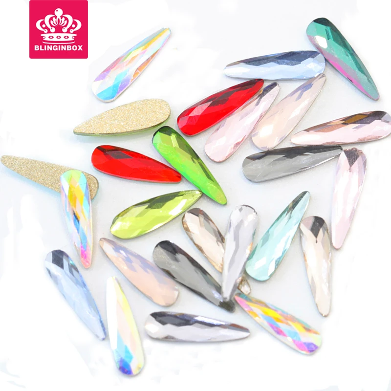 

Long Teardrop Nail Rhinestones 2.8x10mm 20pcs Flatback Crystal Strass Glue On Non Hot Fix Rhinestone For Nails Decoration Y3676