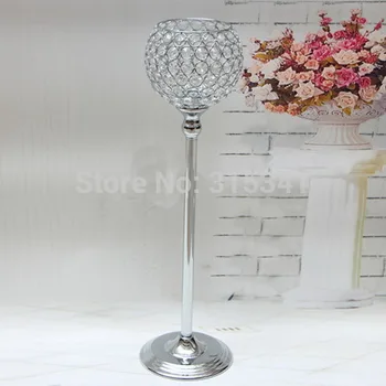 

Free shipment 10PCS/lots 60cm silver crystal candle holder centerpieces for Wedding decoration event party decoration