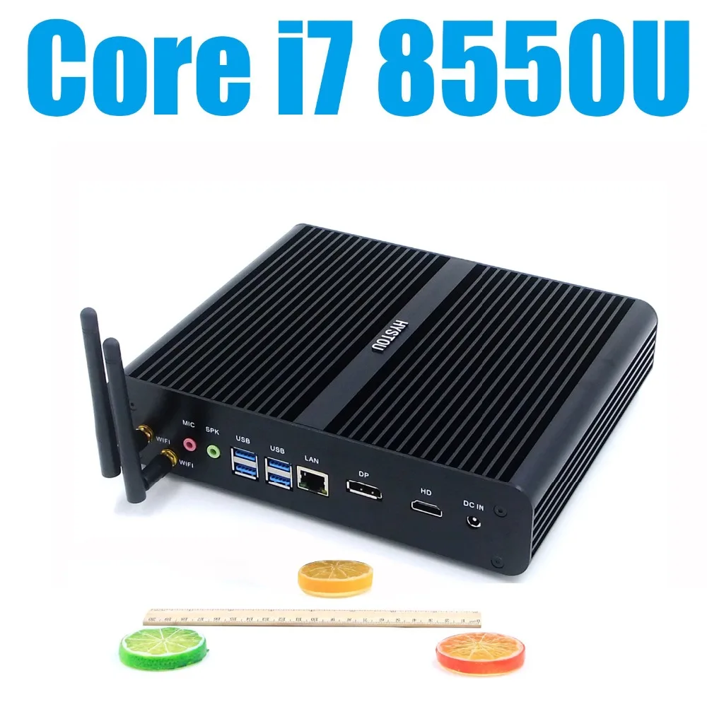 

Hot Sale 8th Gen Fanless Mini PC Intel Core i7 8550U DDR4 Windows Linux HTPC TV Box Core i7 7500U UHD 4K Micro Desktop Computer