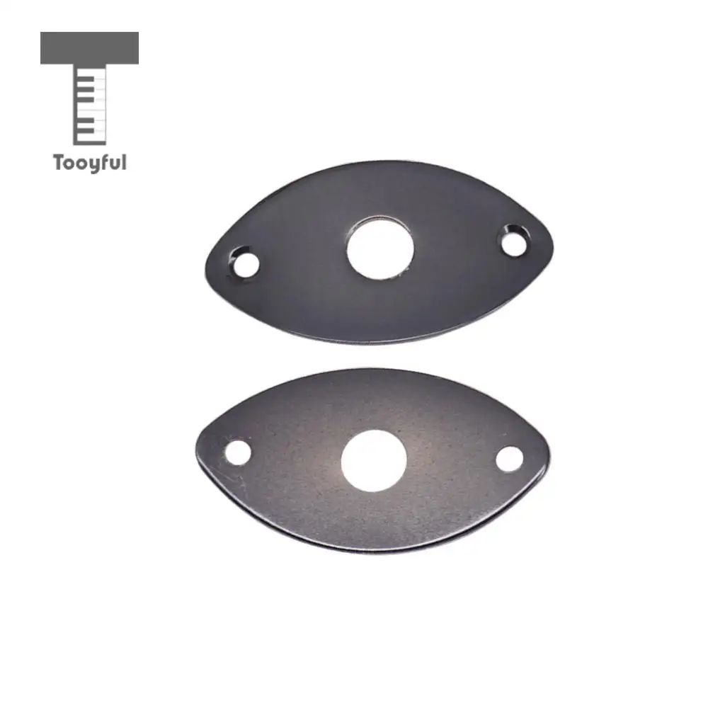 Tooyful 2pcs Metal Oval Curved Socket Jack Plate with Screws for Electric Guitar Bass Parts