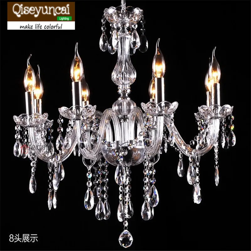 

Qiseyuncai LED Candle K9 Crystal Chandelier Simple modern 4, 6,8 ,10,12 head transparent crystal Chandelier